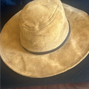 Tan Suede Wide-Brim Hat